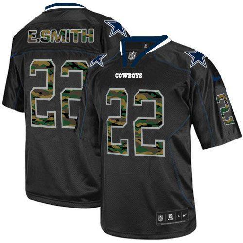 NEW Dallas Cowboys 22 E.Smith Lights Out Black Elite Jerseys(Camo Number)