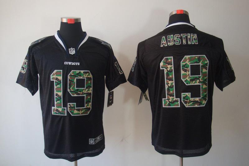 NEW Dallas Cowboys #19 Miles Austin Lights Out Black Elite Jerseys(Camo Number)