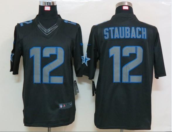 2012 NEW NFL Dallas Cowboys 12 Roger Staubach Black Jerseys (Impact Limited)