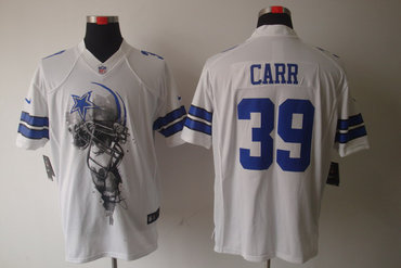 2012 NEW NFL Dallas Cowboys 39 Brandon Carr White Jerseys (Helmet Tri-Blend Limited)