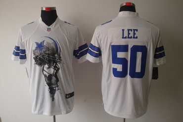 2012 NEW NFL Dallas Cowboys 50 Sean Lee White Jerseys (Helmet Tri-Blend Limited)