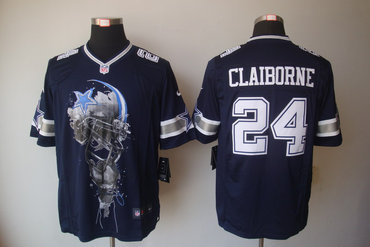 2012 NEW NFL Dallas Cowboys 24 Morris Claiborne Blue Jerseys (Helmet Tri-Blend Limited)