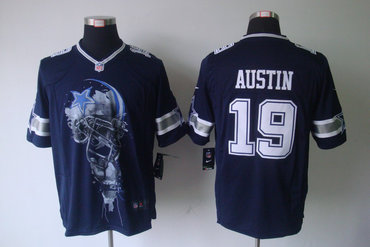 2012 NEW NFL Dallas Cowboys 19 Miles Austin Blue Jerseys (Helmet Tri-Blend Limited)