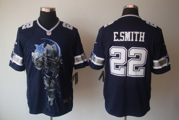 2012 NEW NFL Dallas Cowboys 22 E.Smitth Blue Jerseys (Helmet Tri-Blend Limited)