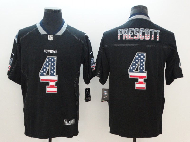 Nike Cowboys 4 Dak Prescott Black USA Flag Fashion Color Rush Limited Jersey