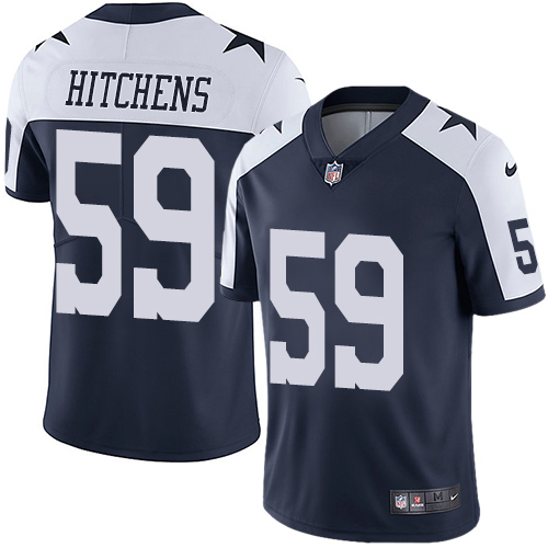 Nike Cowboys #59 Anthony Hitchens Navy Blue Thanksgiving Men's Stitched NFL Vapor Untouchable Limited Throwback Jersey