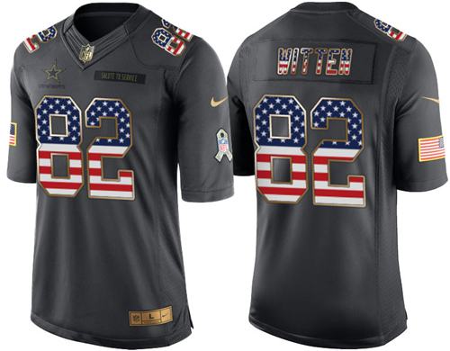 Nike Cowboys #82 Jason Witten Black Men's Stitched NFL Limited USA Flag Salute To Service Jersey