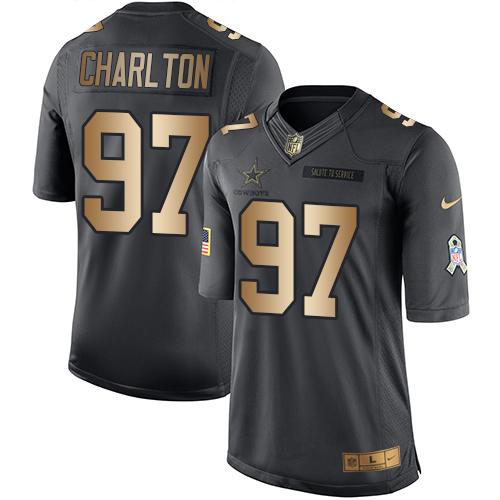 Nike Cowboys #97 Taco Charlton Black Men's Stitched NFL Limited Gold Salute To Service Jersey