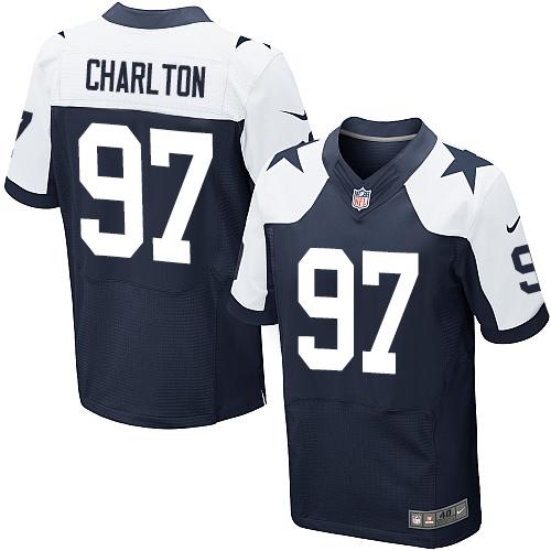 Nike Cowboys #97 Taco Charlton Navy Blue Thanksgiving Men's Stitched NFL Throwback Elite Jersey