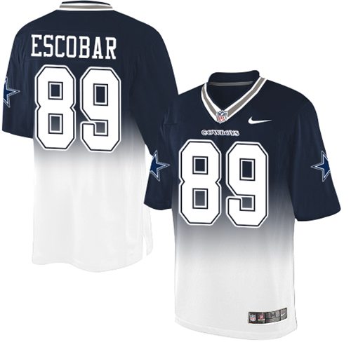 Nike Cowboys #89 Gavin Escobar Navy Blue White Men's Stitched NFL Elite Fadeaway Fashion Jersey