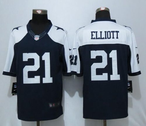 Nike Cowboys #21 Ezekiel Elliott Navy Blue Thanksgiving Throwback Men's Stitched NFL Limited Jersey Jersey