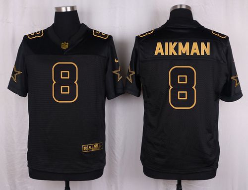 Nike Cowboys #8 Troy Aikman Black Men's Stitched NFL Elite Pro Line Gold Collection Jersey