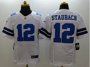 NEW Dallas Cowboys #12 Roger Staubach White NFL Elite Jersey