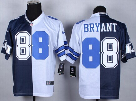 NEW Dallas Cowboys #88 Dez Bryant Blue-White Split Jersey