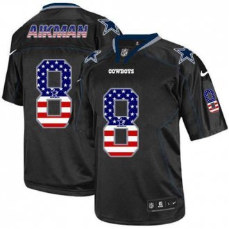 Nike Dallas Cowboys #8 Troy Aikman Black NFL Elite USA Flag Fashion Jersey