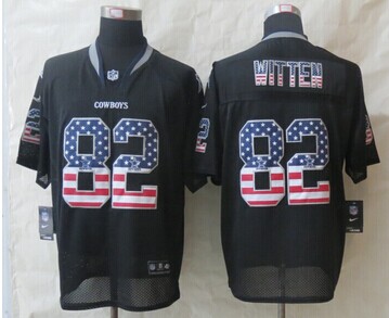 2014 New Dallas cowboys 82 Witten USA Flag Fashion Black Elite Jerseys