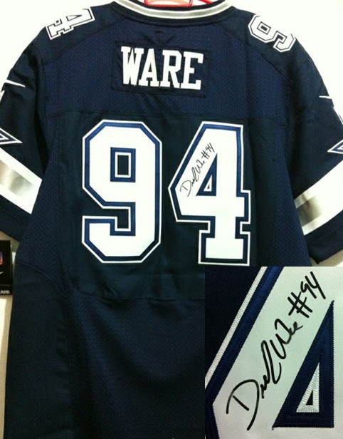 NEW Dallas Cowboys #94 DeMarcus Ware dk.blue jerseys(Elite signature)