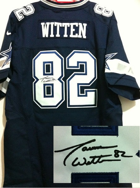 NEW Dallas Cowboys #82 Jason Witten dk.blue jerseys(Elite signature)