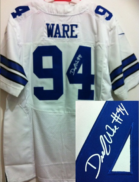 NEW Dallas Cowboys #94 DeMarcus Ware white jerseys(Elite signature)