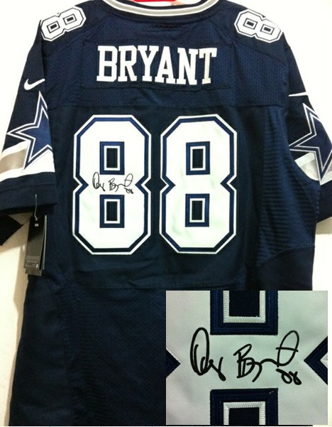 NEW Dallas Cowboys #88 Dez Bryant dk.blue jerseys(Elite signature)