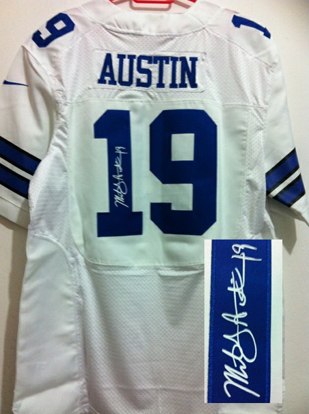 NEW Dallas Cowboys #19 Miles Austin white jerseys(Elite signature)