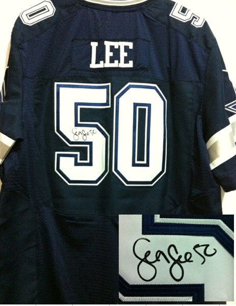 NEW Dallas Cowboys #50 Sean Lee dk.blue jerseys(Elite signature)