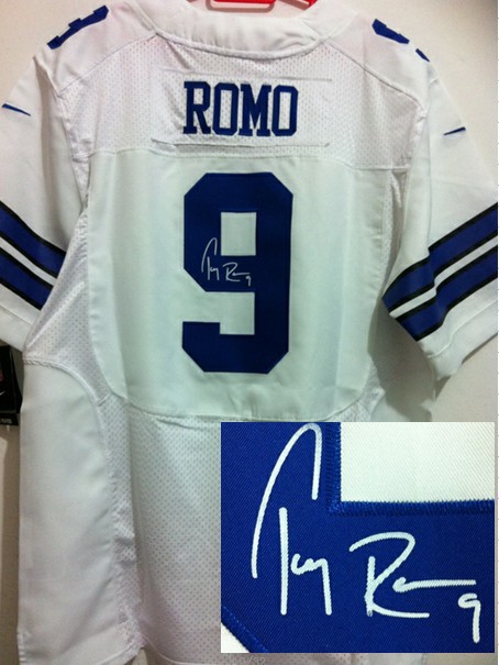 NEW Dallas Cowboys #9 Tony Romo white jerseys(Elite signature)