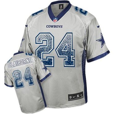 NEW Dallas Cowboys #24 Morris Claiborne Grey Stitched NFL Elite Drift Fashion Jersey