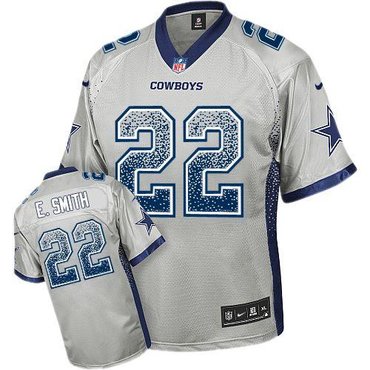 NEW Dallas Cowboys #22 Emmitt Smith Grey Stitched NFL Elite Drift Fashion Jersey