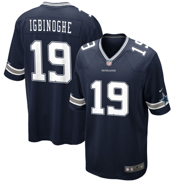 Men's Dallas Cowboys #19 Noah Igbinoghene Navy Stitched Football Game Jersey