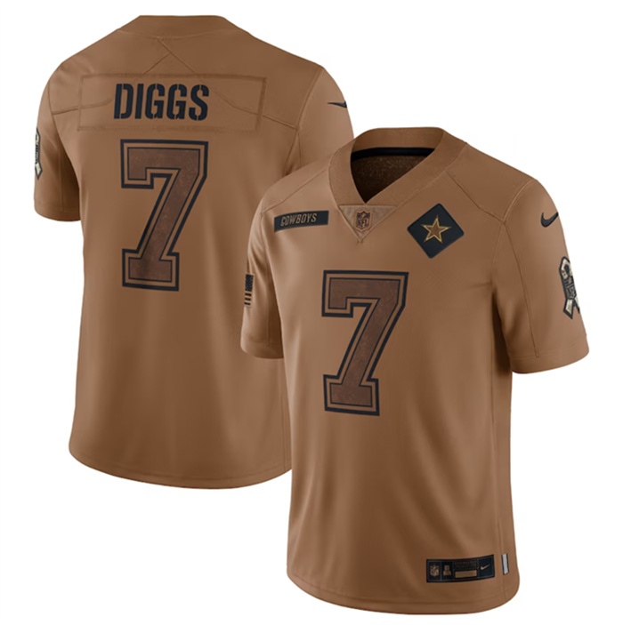 Men's Dallas Cowboys #7 Trevon Diggs 2023 Brown Salute To Service Limited Stitched Football Jersey