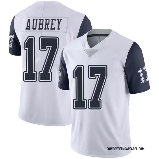 Men's Dallas Cowboys #17 Brandon Aubrey Limited White Color Rush Vapor Untouchable Jersey