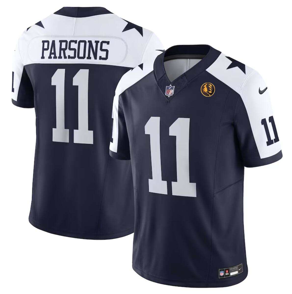 Men's Dallas Cowboys #11 Micah Parsons Navy 2023 F.U.S.E. With John Madden Patch Thanksgiving Vapor Limited Stitched Football Jersey