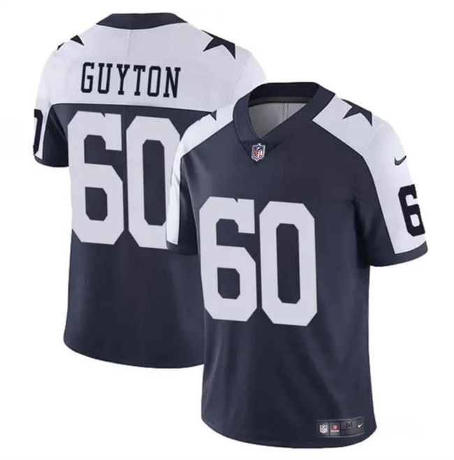 Men's Dallas Cowboys #60 Tyler Guyton Navy White 2024 Draft Vapor Untouchable Thanksgiving Limited Stitched Football Jersey