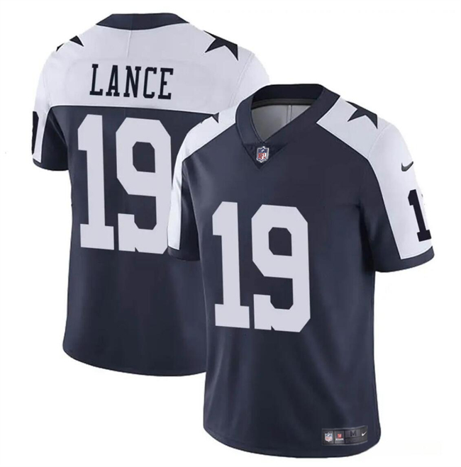 Men's Dallas Cowboys #19 Trey Lance Navy White Thanksgiving Vapor Untouchable Limited Stitched Football Jersey