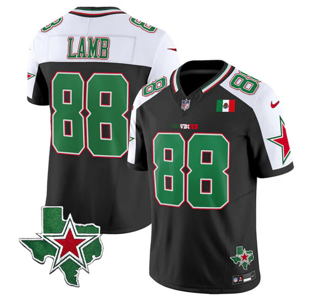 Men's Dallas Cowboys #88 CeeDee Lamb 2024 Mexico Black White F.U.S.E. Stitched Football Jersey