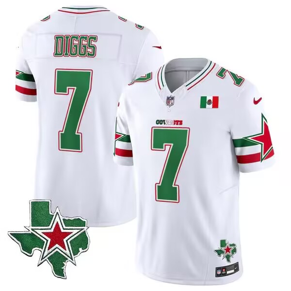 Men's Dallas Cowboys #7 Trevon Diggs 2024 Mexico White F.U.S.E. Stitched Football Jersey