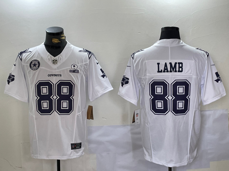 Men's Dallas Cowboys #88 CeeDee Lamb 2024 White F.U.S.E. With Established In 1960 Patch Stitched Football Jersey 1