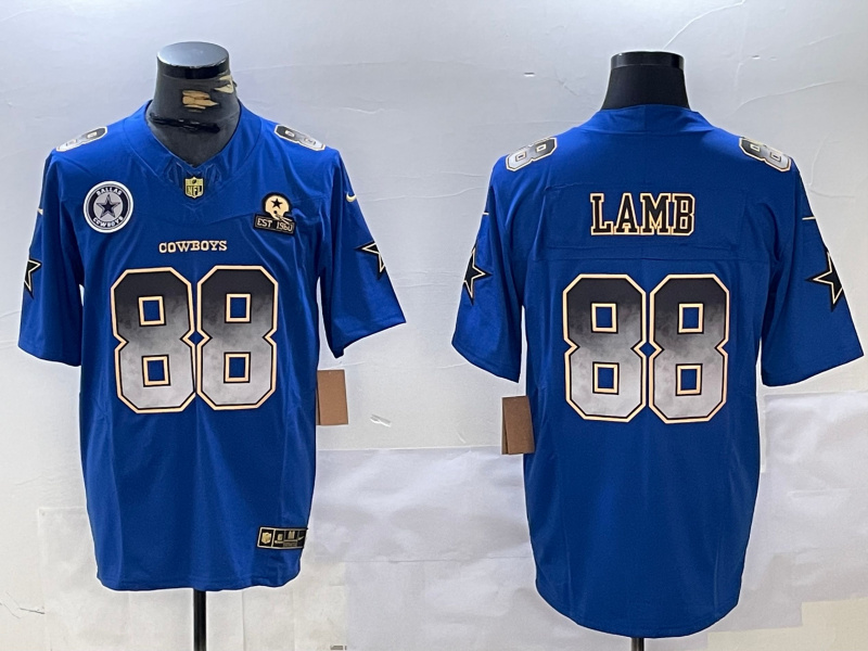 Men's Dallas Cowboys #88 CeeDee Lamb Royal F.U.S.E. With Established In 1960 Patch Stitched Football Jersey 1