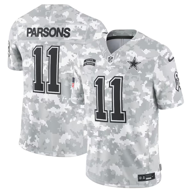 Men's Dallas Cowboys #11 Micah Parsons 2024 Arctic Camo Salute To Service Limited Stitched Football Jersey