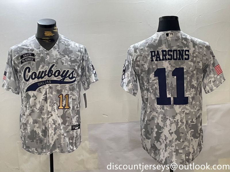 Men's Dallas Cowboys #11 Micah Parsons 2024 Arctic Camo Salute To Service Stitched Baseball Jersey 2