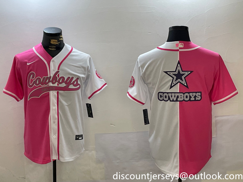 Men's Dallas Cowboys big logo Red White With Patch Cool Base Stitched Baseball Jersey 8