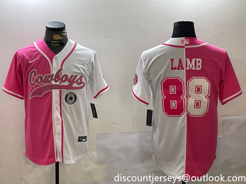 Men's Dallas Cowboys #88 CeeDee Lamb 2024 Arctic white red Stitched Baseball Jersey 2