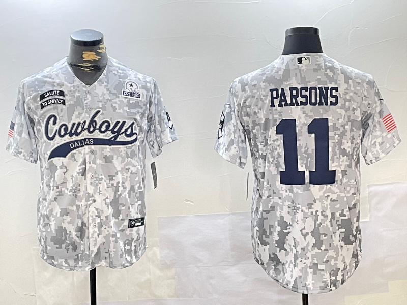 Men's Dallas Cowboys #11 Micah Parsons 2024 Arctic Camo Salute To Service Stitched Baseball Jersey 5