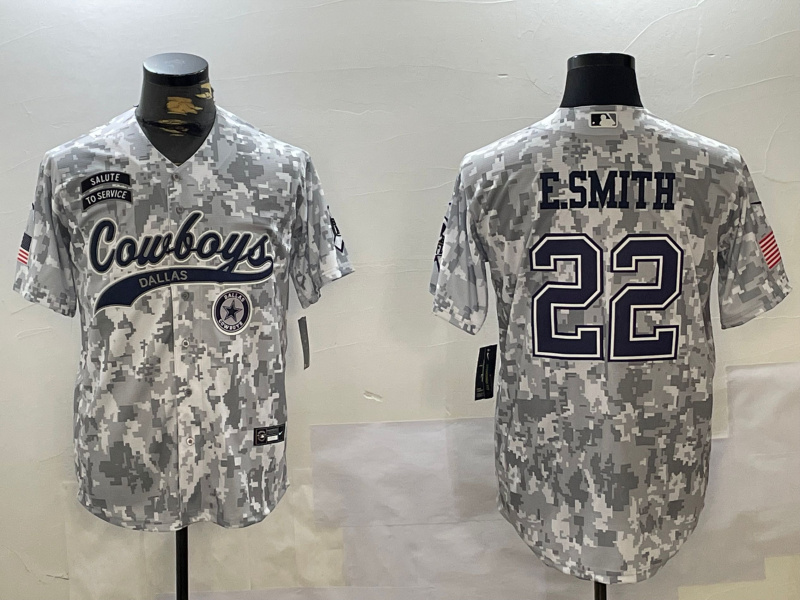 Men's Dallas Cowboys #22 Emmitt Smith 2024 Arctic Camo Salute To Service Stitched Baseball Jersey 3