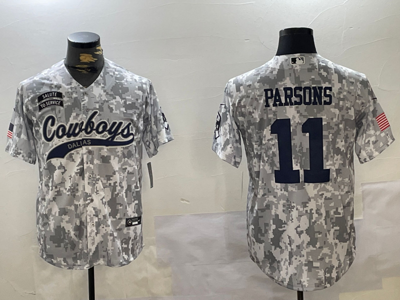 Men's Dallas Cowboys #11 Micah Parsons 2024 Arctic Camo Salute To Service Stitched Baseball Jersey