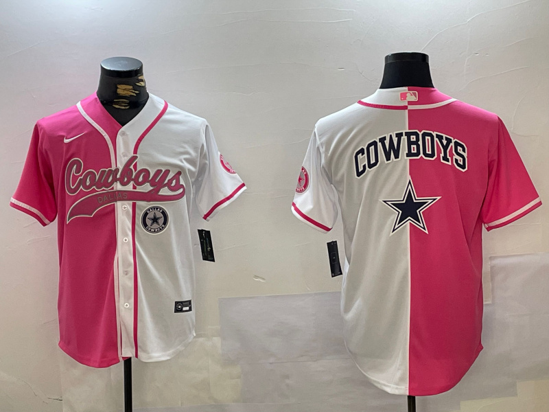 Men's Dallas Cowboys big logo Red White With Patch Cool Base Stitched Baseball Jersey 11