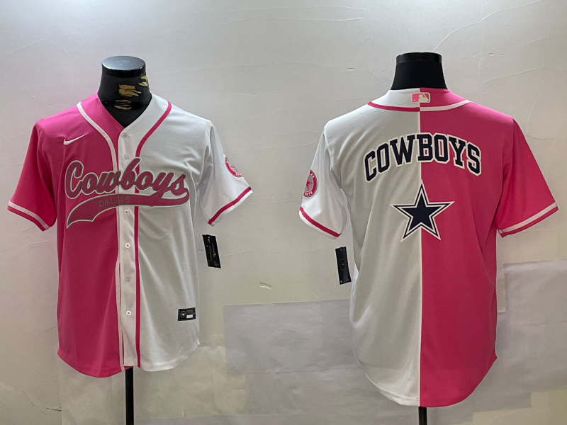 Men's Dallas Cowboys big logo Red White With Patch Cool Base Stitched Baseball Jersey 10