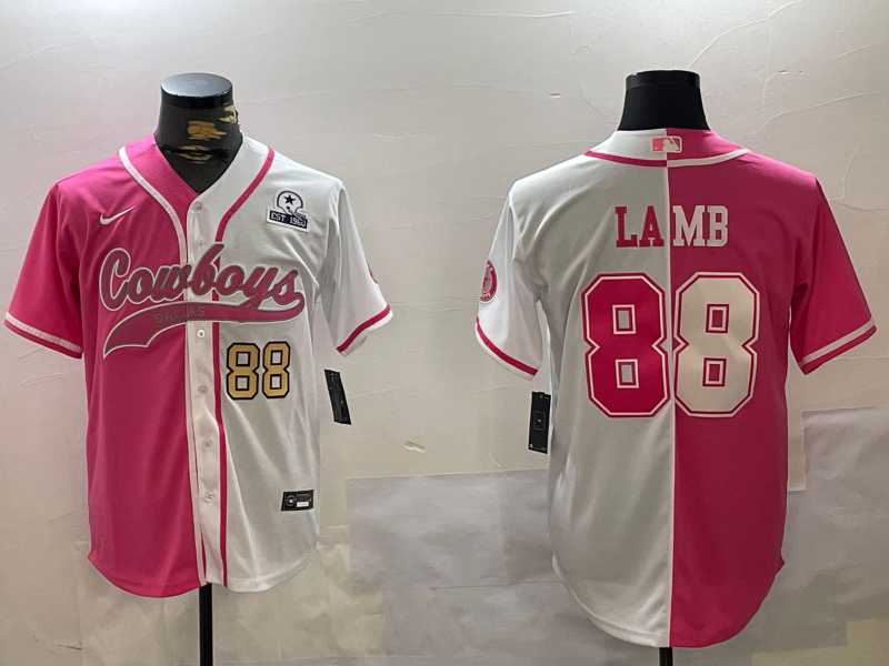 Men's Dallas Cowboys #88 CeeDee Lamb 2024 Arctic white red Stitched Baseball Jersey 5