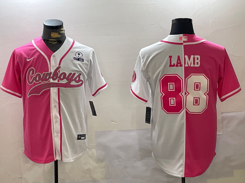 Men's Dallas Cowboys #88 CeeDee Lamb 2024 Arctic white red Stitched Baseball Jersey 3